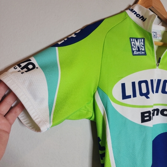 SMS Santini Bianchi Liquigas 1/4 zip cycling jersey. Blue green. Size large - Picture 13 of 16